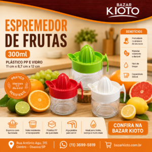 Espremedor Fruta 300 Ml Plastico Pp E Vidro 11 Cm X 8,7 Cm X 12 Cm (unidade)