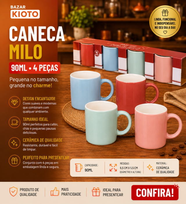 CANECA MILO 90ML 4 PC