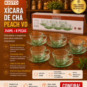 XICARA CHA PEACH VD 240ML 6PC