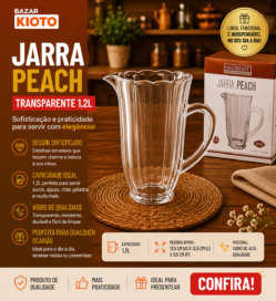 JARRA VIDRO PEACH TRANSPARENTE 1,2L