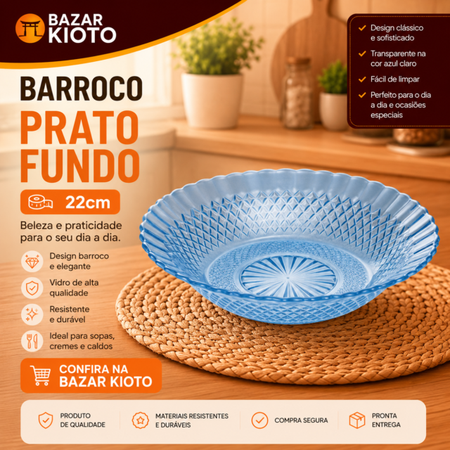 Barroco  prato fundo azul claro 22cm