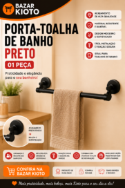 PORTA-TOALHA DE BANHO PRETO (01 PECA)