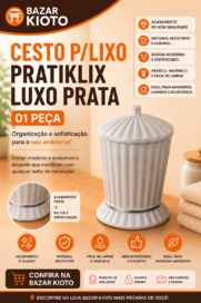 CESTO P/LIXO PRATIKLIX LUXO PRATA (01 PECA)