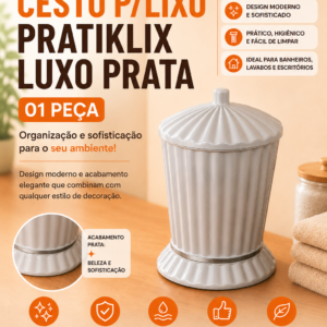 CESTO P/LIXO PRATIKLIX LUXO PRATA (01 PECA)