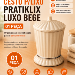 CESTO P/LIXO PRATIKLIX LUXO BEGE (01 PECA)