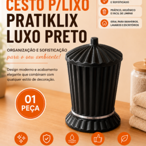 CESTO P/LIXO PRATIKLIX LUXO PRETO (01 PECA)