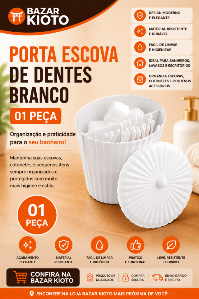 Porta escova de dentes branco (01 peca)