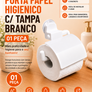 Porta papel higienico c/ tampa branco (01 peca)