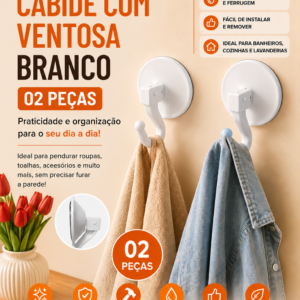CABIDE COM VENTOSA BRANCO (02 PECAS)