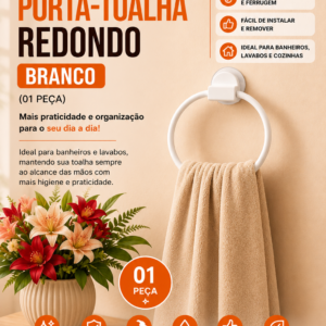 PORTA-TOALHA REDONDO BRANCO (01 PECA)