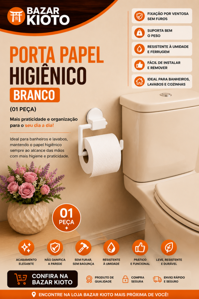 PORTA PAPEL HIGIENICO BRANCO (01 PECA)