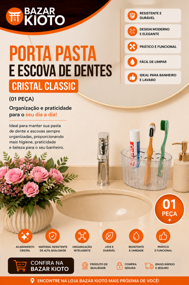 PORTA PASTA E ESCOVA DE DENTES CRISTAL CLASSIC (01 PECA)