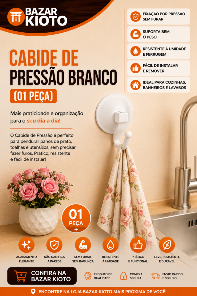 CABIDE DE PRESSAO BRANCO (01 PECA)